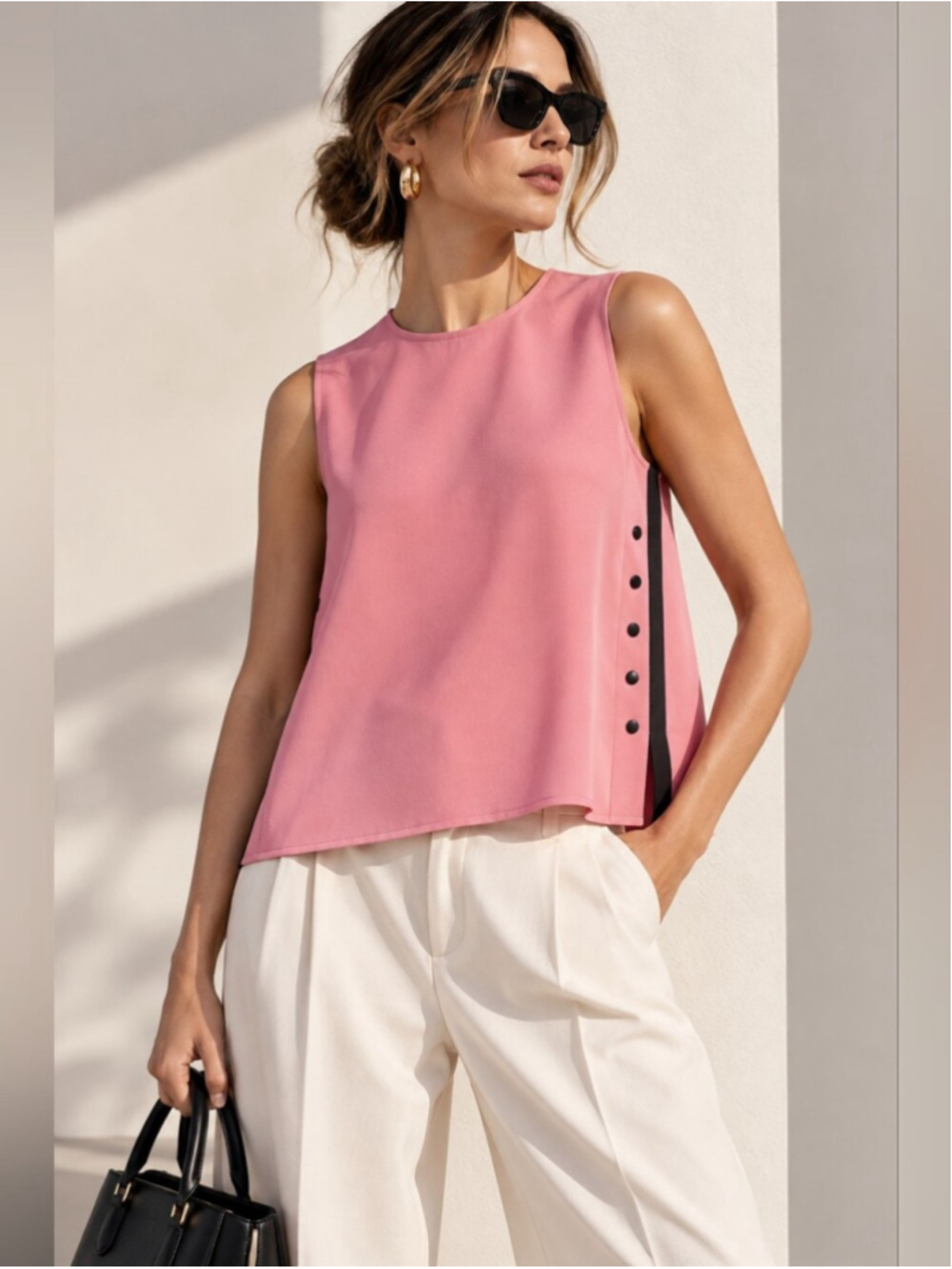 Zara Pink Contrasting Stripes Blouse
